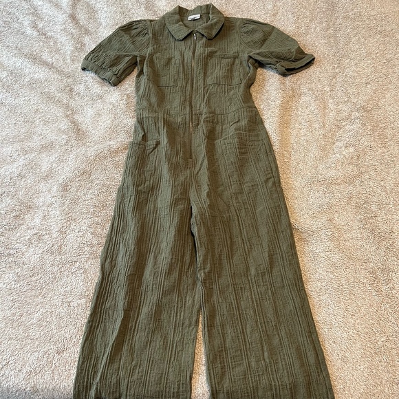 Anthropologie RARE The Odells Textured Green Jumpsuit - Picture 3 of 7